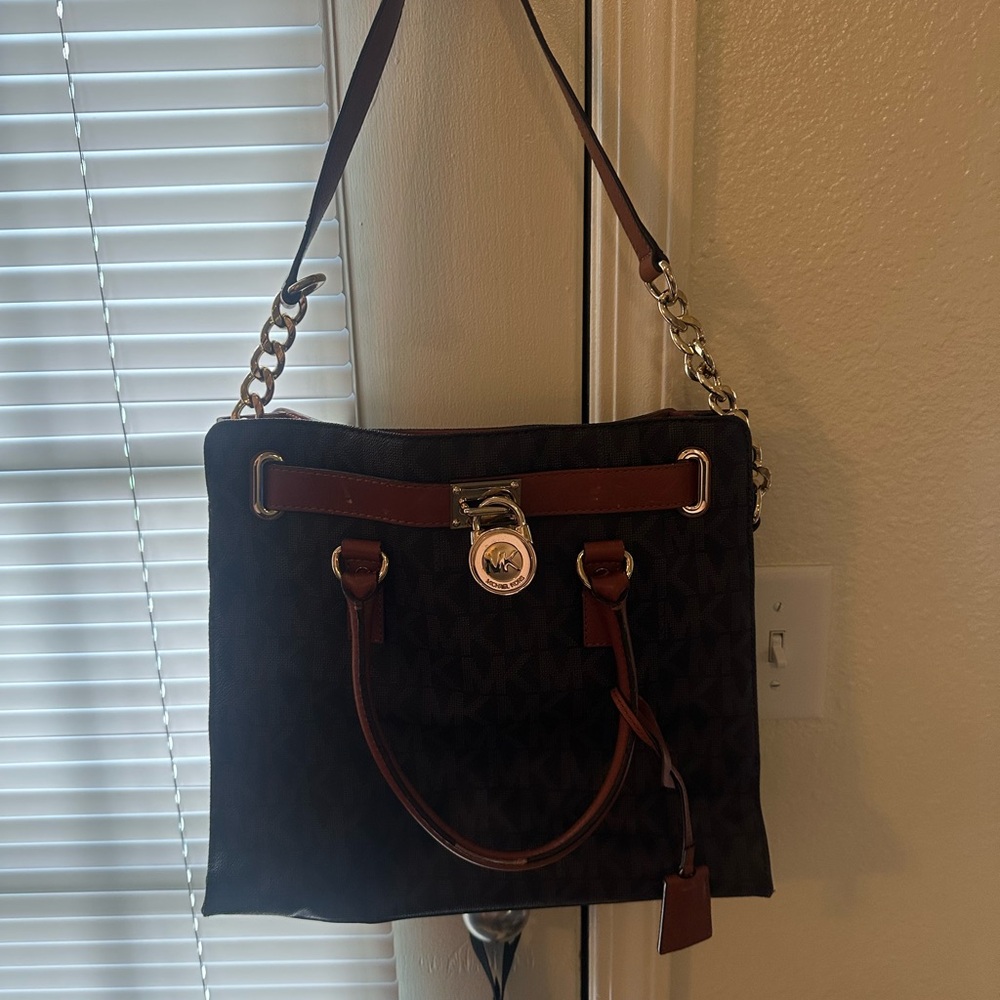 Brown and Black Michael Kors Tote Bag